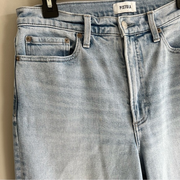 Pistola Lana raw hem high waisted cropped wide leg jeans light wash size 30 - Picture 5 of 12